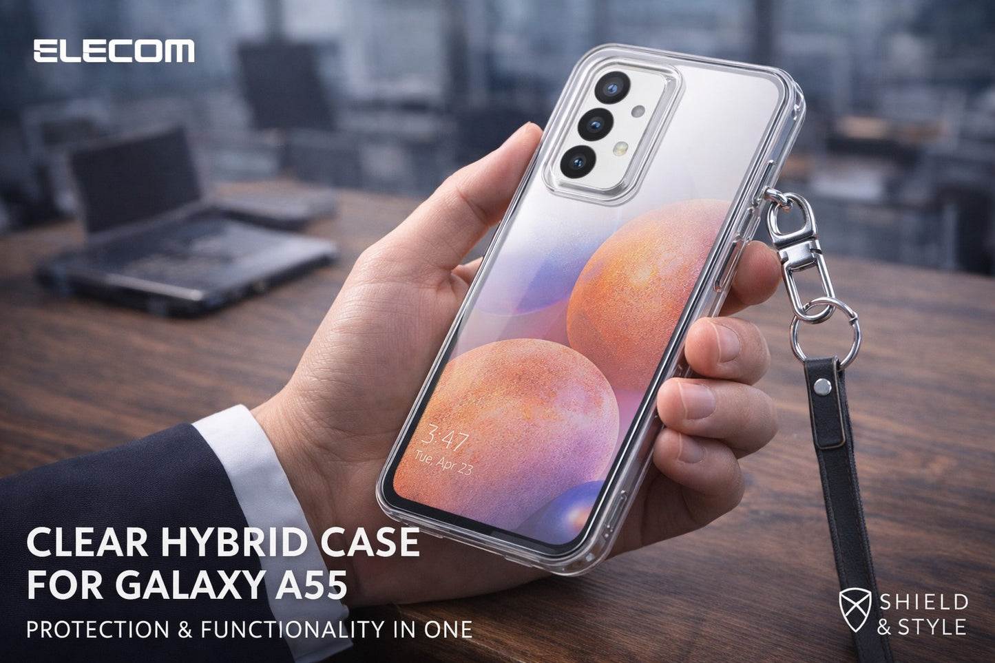 ELECOM Hybrid Clear Case with Strap Hole for Galaxy A55 (2024 Model)