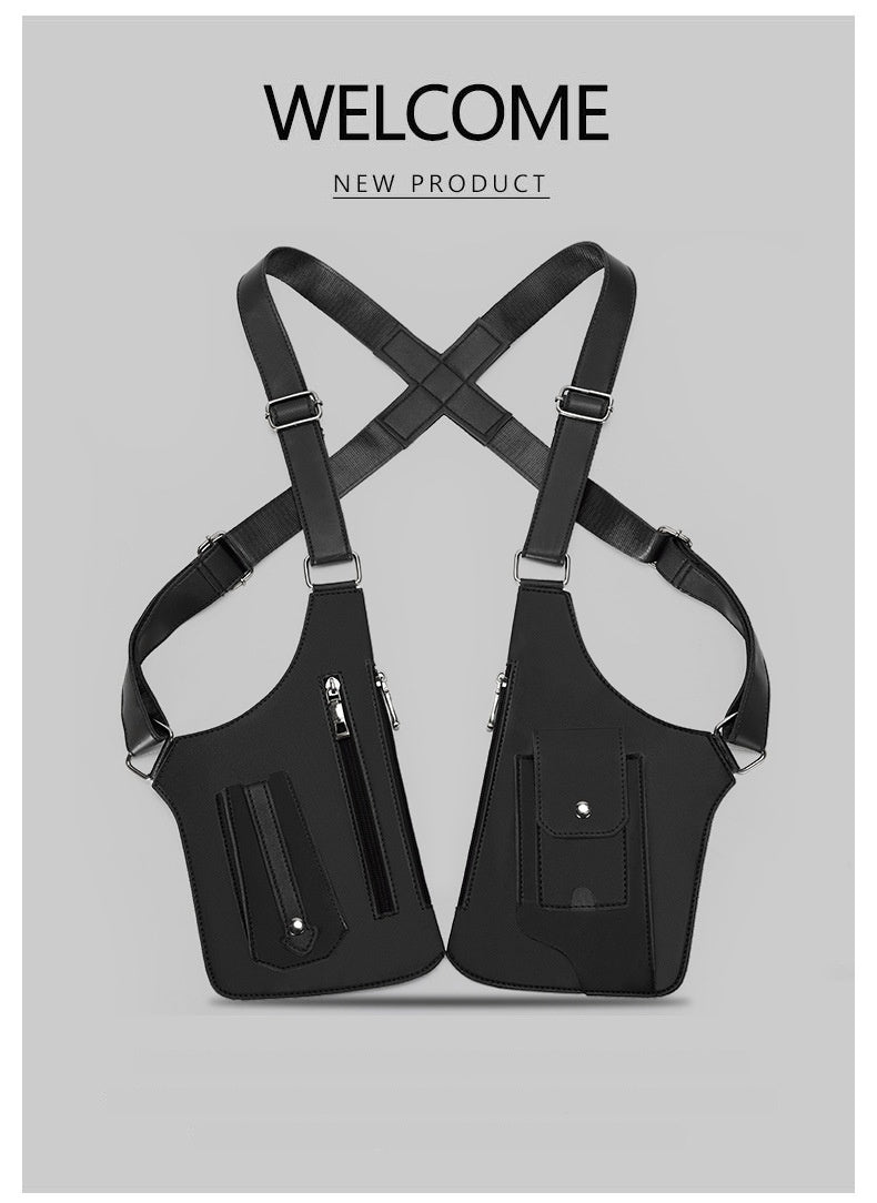 Men's Retro Underarm Backpack Belt Bag - Adjustable Crossbody Shoulder Bag for Travel Storage Multi Functional
