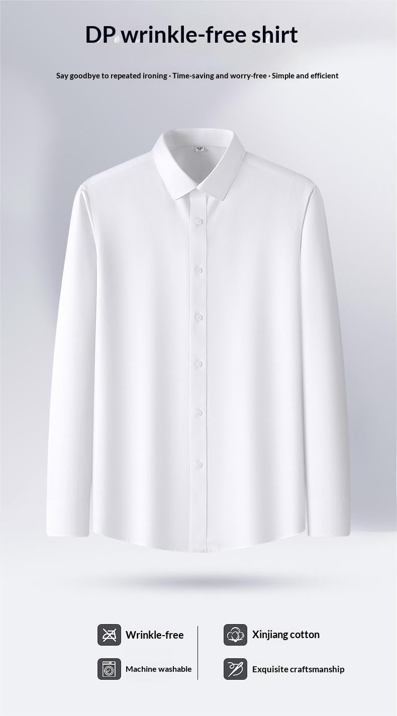 Shield &Style Professional Non-Iron Executive Work Shirt Premium Cotton Slim Fit White Dress Shirt