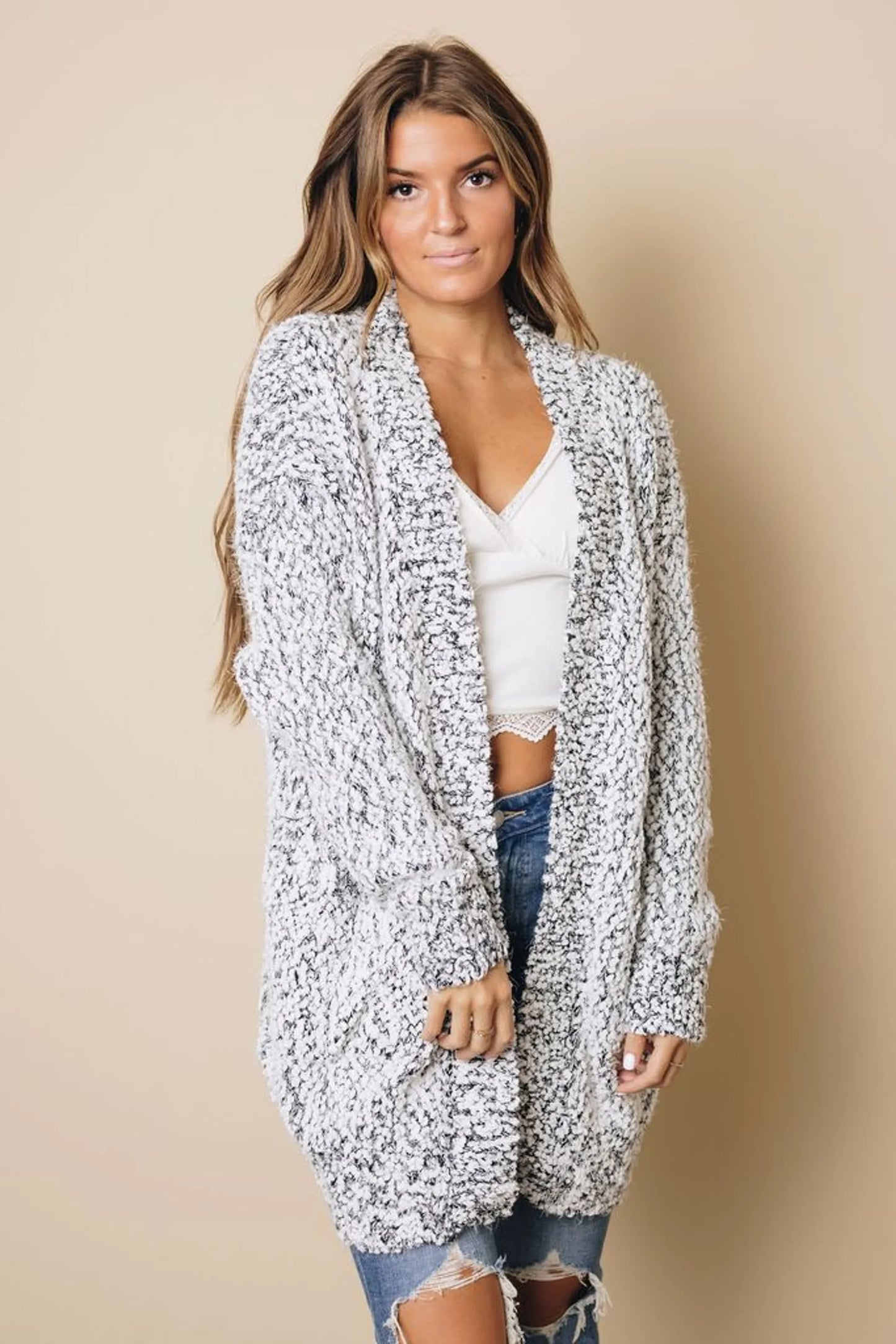 Cartlon Fuzzy Knit Cardigan