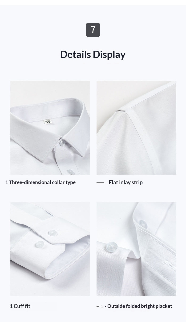 Shield &Style Professional Non-Iron Executive Work Shirt Premium Cotton Slim Fit White Dress Shirt