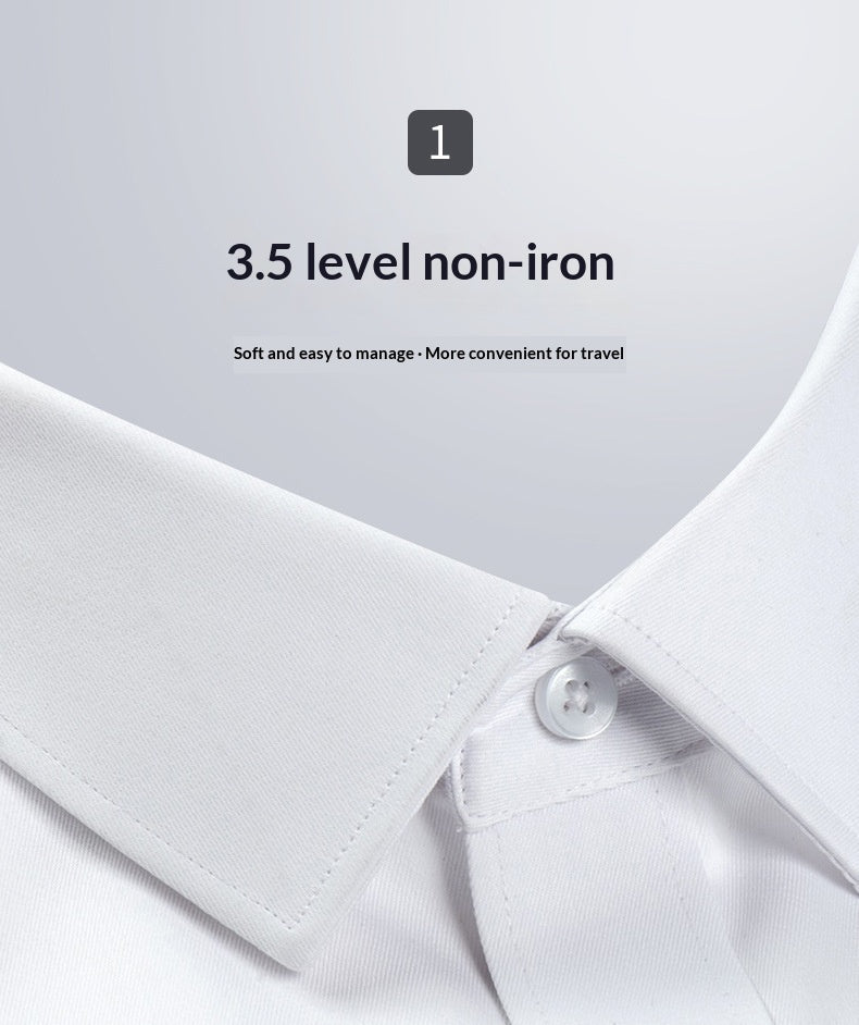 Shield &Style Professional Non-Iron Executive Work Shirt Premium Cotton Slim Fit White Dress Shirt
