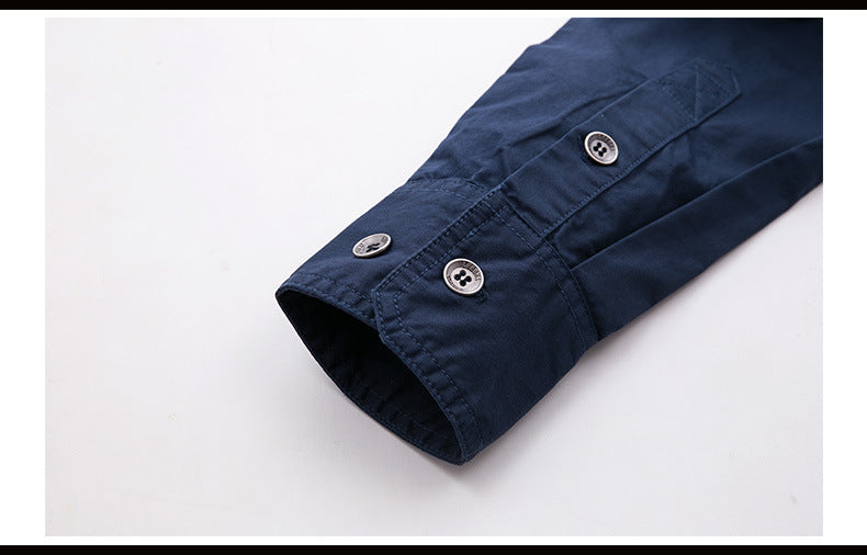 Men's Military Long Sleeve Dress Shirt With Epaulets