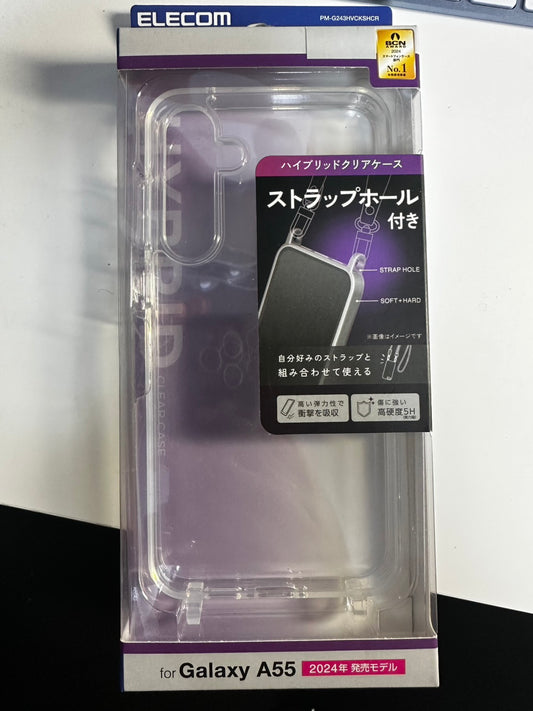 ELECOM Hybrid Clear Case with Strap Hole for Galaxy A55 (2024 Model)
