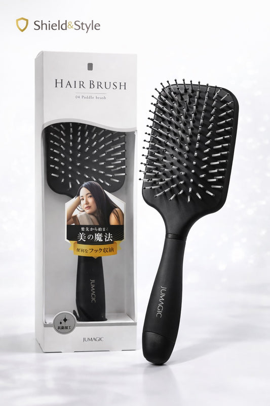 Shield & Style™ Professional Paddle Hair Brush – Smooth Finish, Anti-Breakage, Scalp Care Brush
