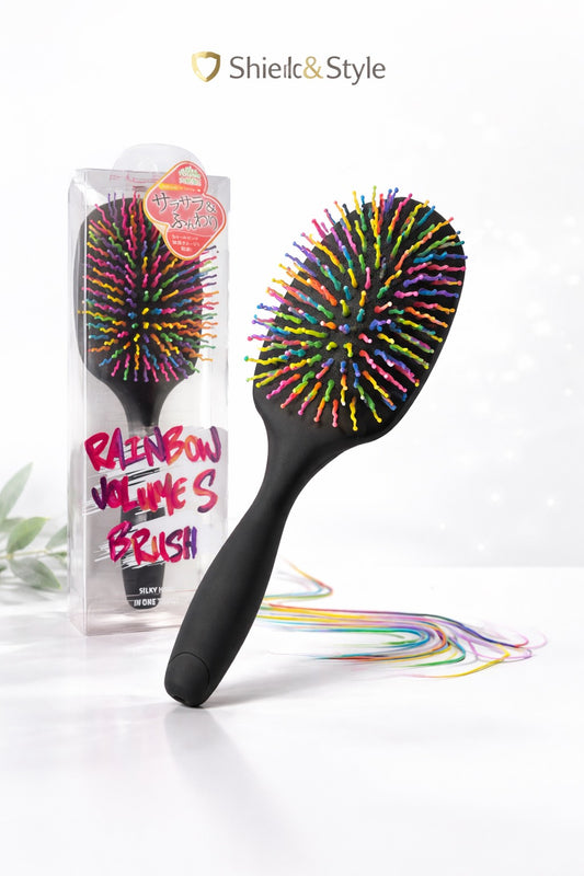 Shield & Style™ Rainbow Volume Detangling Brush – Anti-Breakage, Scalp-Friendly, Professional Hair Brush