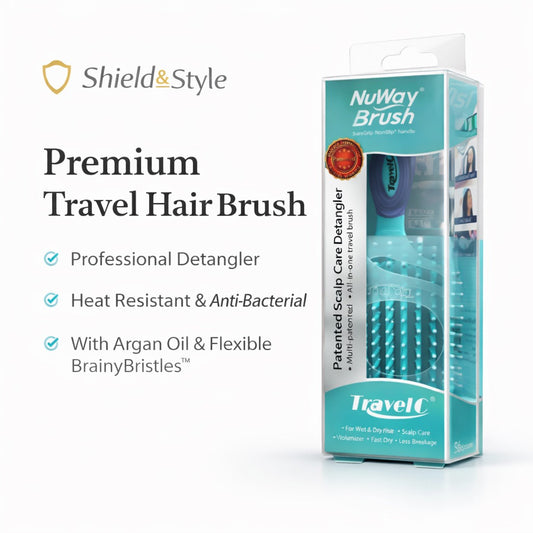 Shield & Style™ Premium Travel Hair Brush – Professional Compact Detangler with Scalp Protection