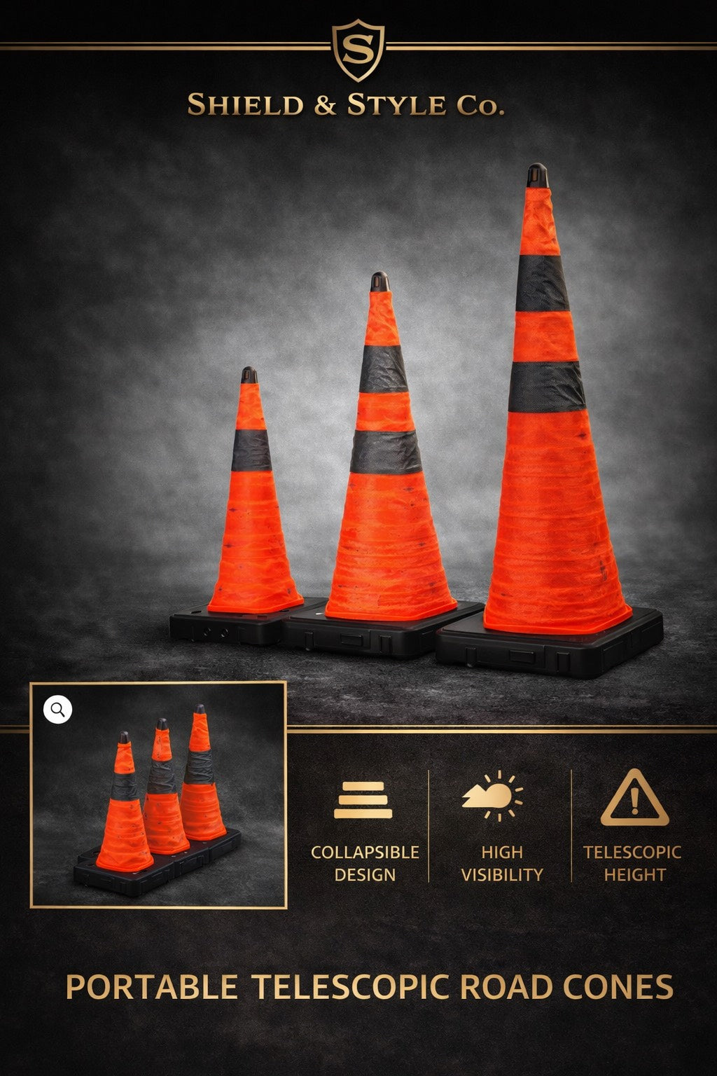 Portable Telescopic Road Cone Traffic Safety Emergency Parking Warning Roadblock
