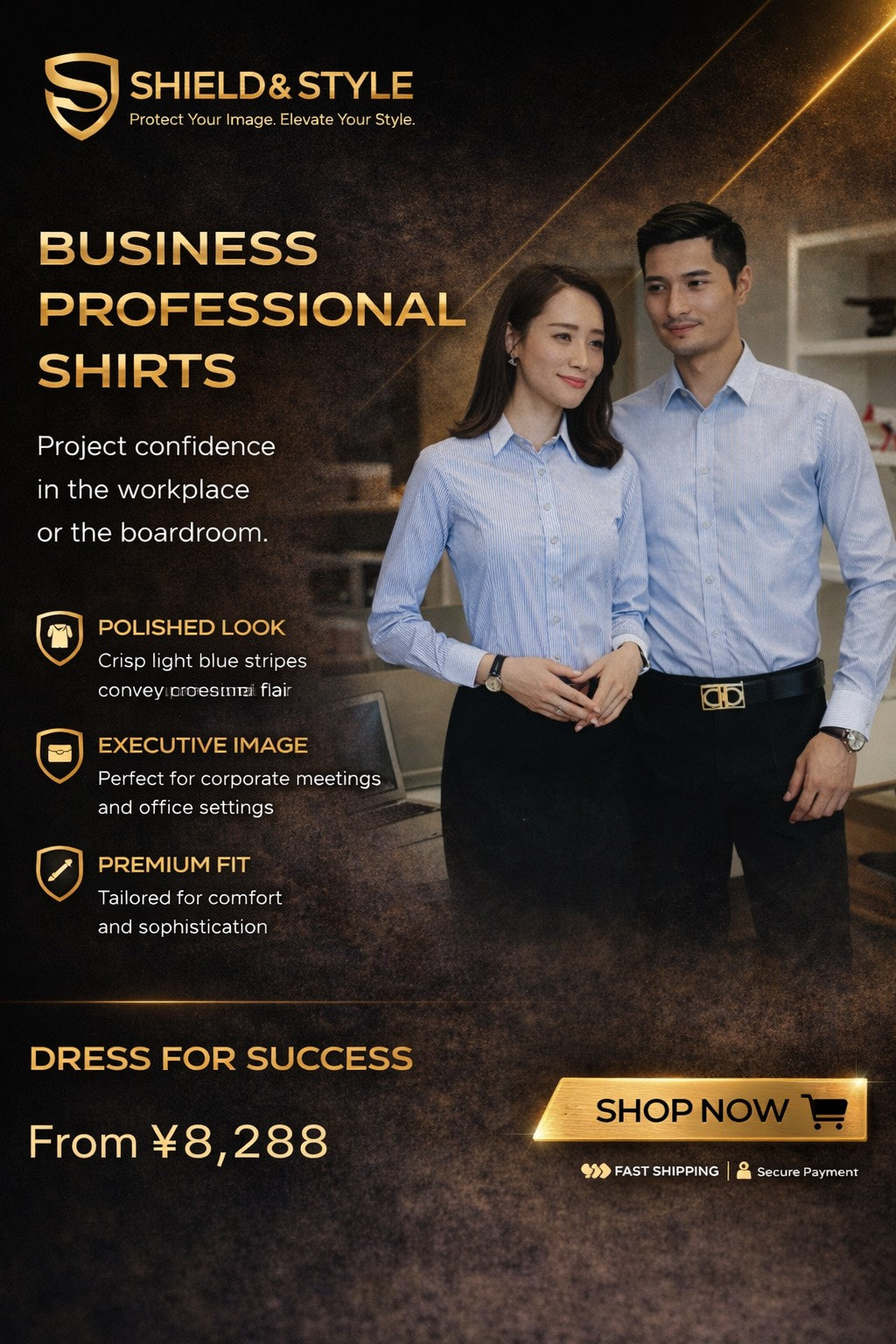 Mens Business Long-sleeve Cotton Shirt