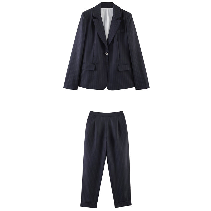 European And American-style Slim-striped Casual Suit