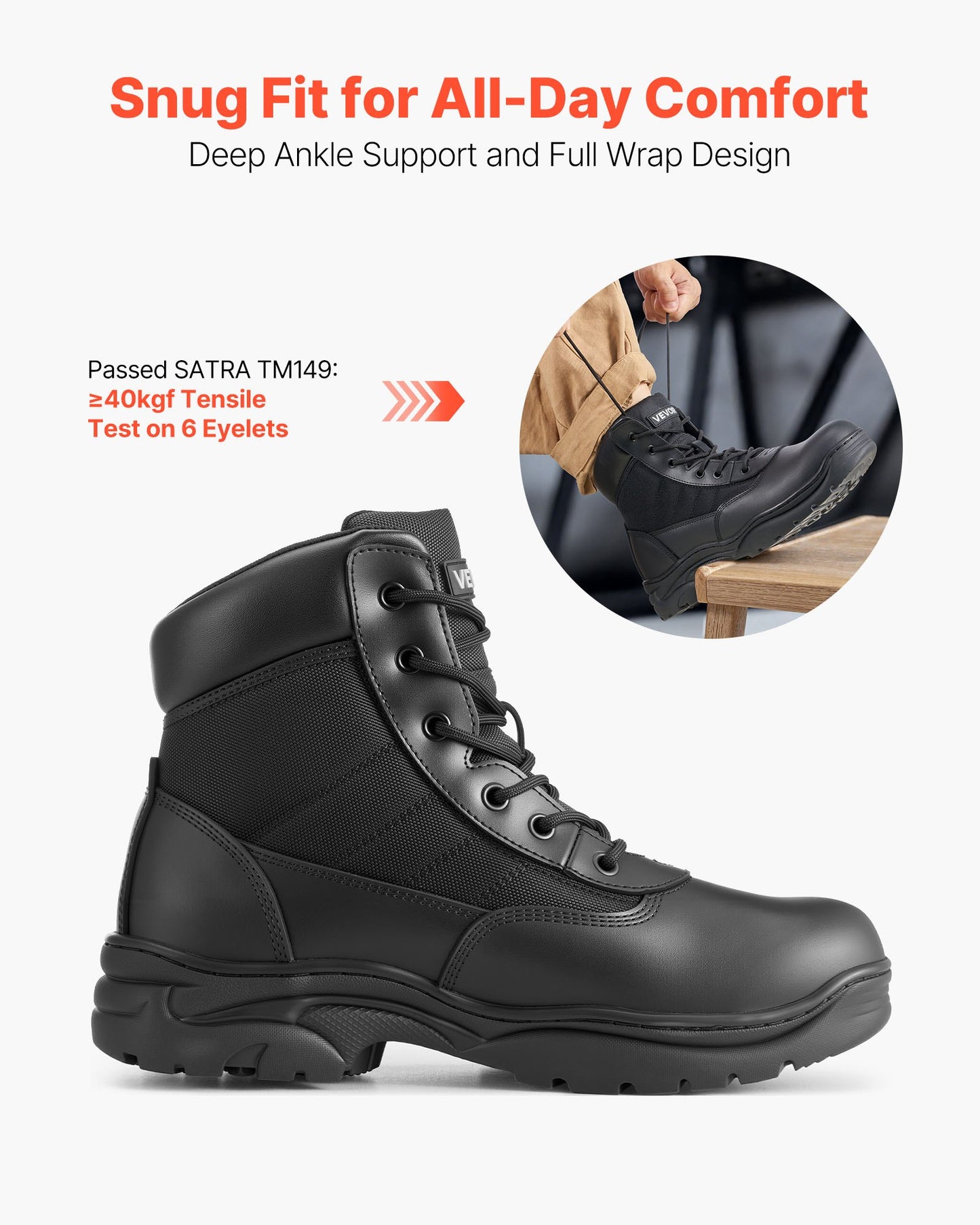 Men's Military Tactical Boots, 6 Inch Combat Hiking Work Boots, Lightweight & Breathable & Sturdy Mens Motorcycle Interceptor Trooper Boot, For Outdoor Security Mountaineering, US Size 10.5