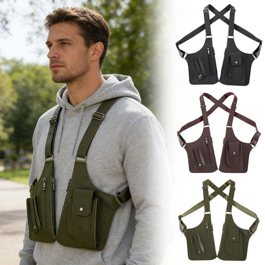 Men's Retro Underarm Backpack Belt Bag - Adjustable Crossbody Shoulder Bag for Travel Storage Multi Functional